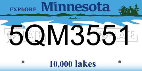 5QM3551 Minnesota License Plate