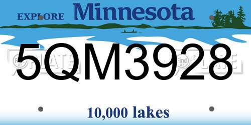 5QM3928 Minnesota License Plate