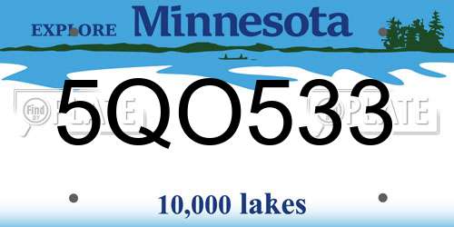 5QO533 Minnesota License Plate
