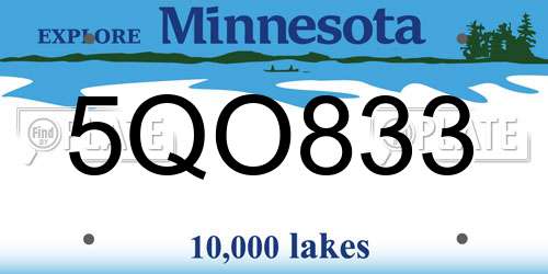 5QO833 Minnesota License Plate