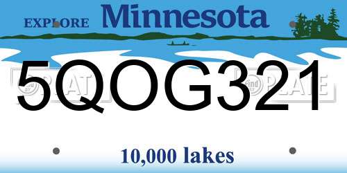 5QOG321 Minnesota License Plate