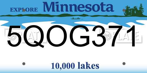 5QOG371 Minnesota License Plate