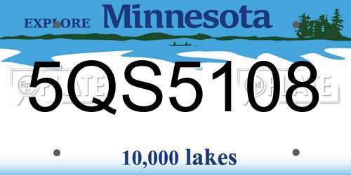 5QS5108 Minnesota License Plate