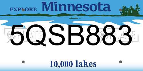 5QSB883 Minnesota License Plate