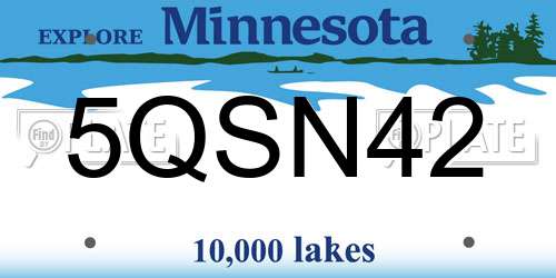 5QSN42 Minnesota License Plate