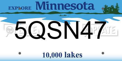 5QSN47 Minnesota License Plate
