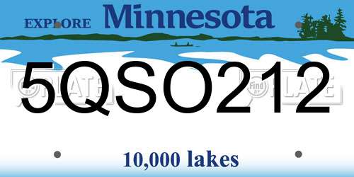 5QSO212 Minnesota License Plate