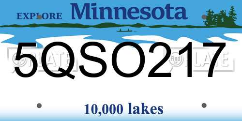5QSO217 Minnesota License Plate