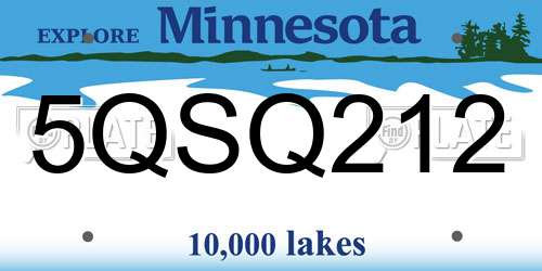 5QSQ212 Minnesota License Plate