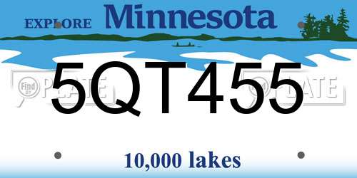 5QT455 Minnesota License Plate