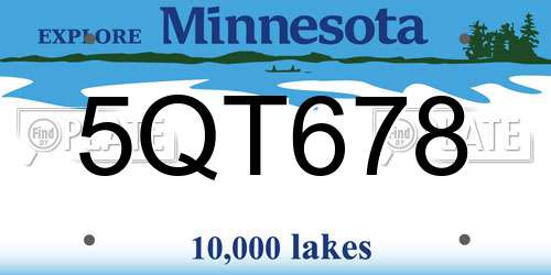 5QT678 Minnesota License Plate