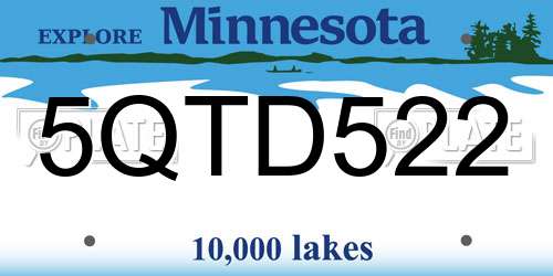 5QTD522 Minnesota License Plate