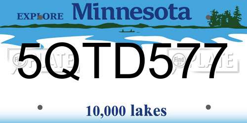 5QTD577 Minnesota License Plate