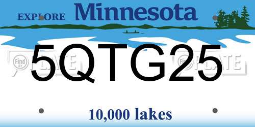 5QTG25 Minnesota License Plate
