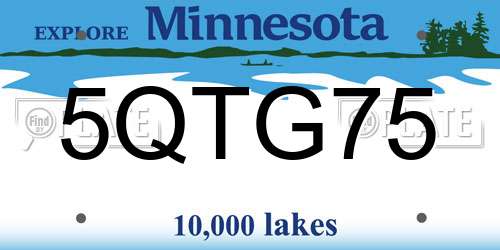 5QTG75 Minnesota License Plate