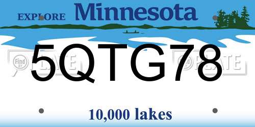 5QTG78 Minnesota License Plate