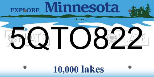 5QTO822 Minnesota License Plate