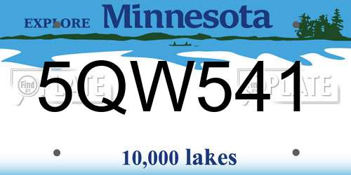 5QW541 Minnesota License Plate