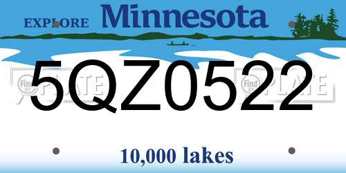 5QZ0522 Minnesota License Plate