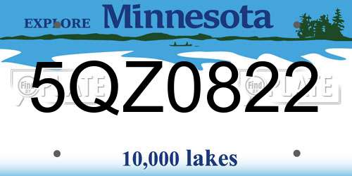 5QZ0822 Minnesota License Plate