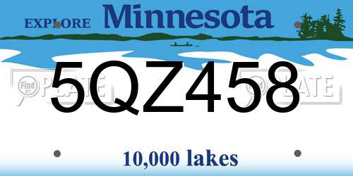5QZ458 Minnesota License Plate