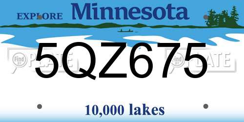 5QZ675 Minnesota License Plate