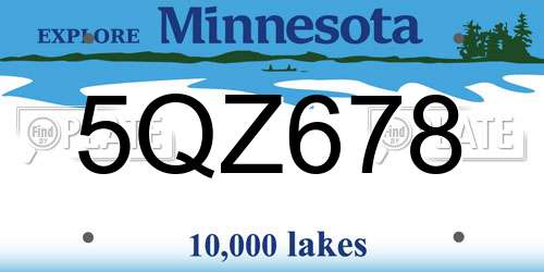 5QZ678 Minnesota License Plate