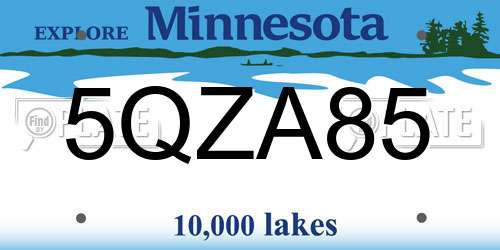 5QZA85 Minnesota License Plate