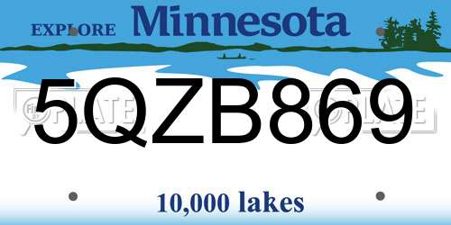 5QZB869 Minnesota License Plate