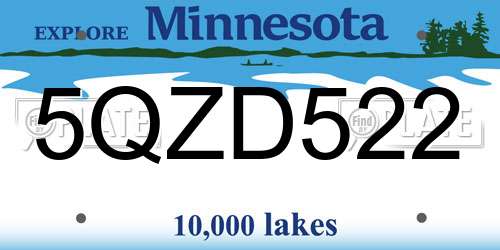 5QZD522 Minnesota License Plate