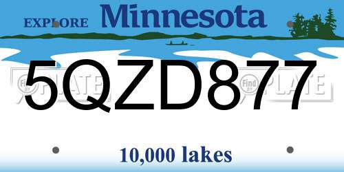 5QZD877 Minnesota License Plate