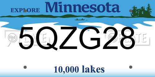 5QZG28 Minnesota License Plate