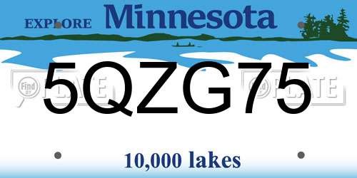 5QZG75 Minnesota License Plate