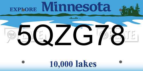 5QZG78 Minnesota License Plate