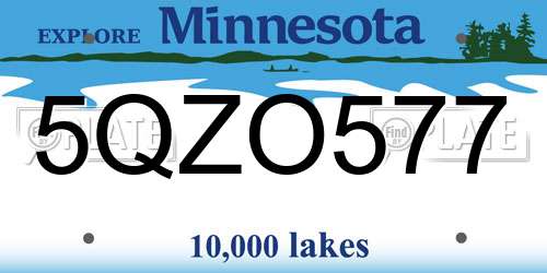 5QZO577 Minnesota License Plate
