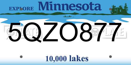 5QZO877 Minnesota License Plate