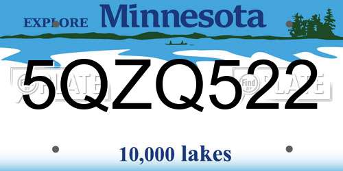 5QZQ522 Minnesota License Plate
