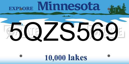 5QZS569 Minnesota License Plate
