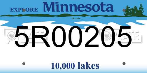 5R00205 Minnesota License Plate