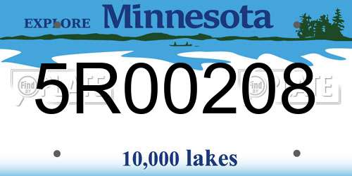 5R00208 Minnesota License Plate