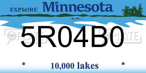 5R04B0 Minnesota License Plate