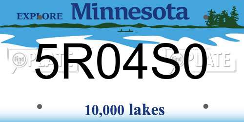 5R04S0 Minnesota License Plate