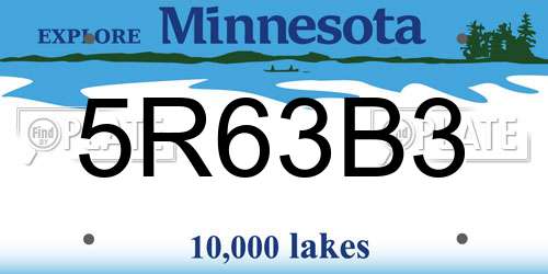 5R63B3 Minnesota License Plate