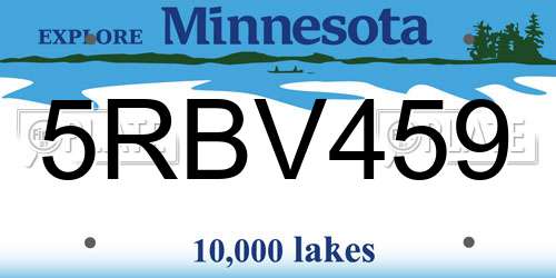 5RBV459 Minnesota License Plate