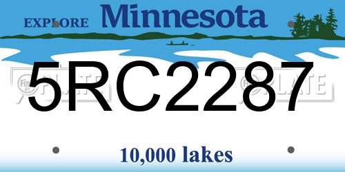5RC2287 Minnesota License Plate