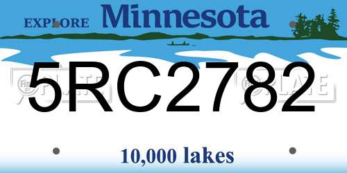 5RC2782 Minnesota License Plate