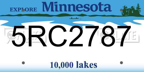 5RC2787 Minnesota License Plate