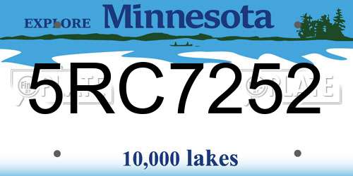 5RC7252 Minnesota License Plate