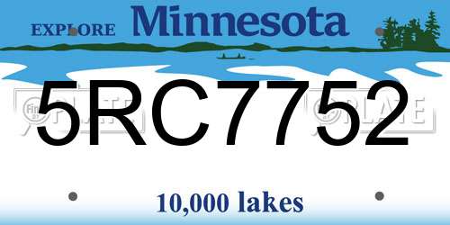 5RC7752 Minnesota License Plate
