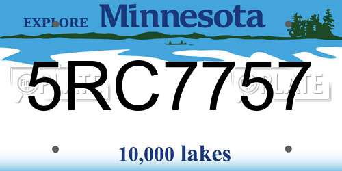 5RC7757 Minnesota License Plate